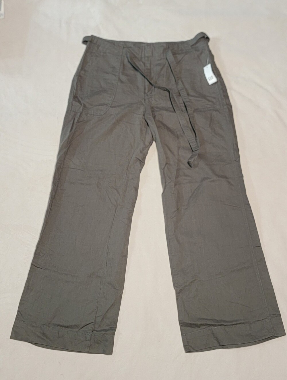 NEW Gap Linen Wide Leg Pants Olive Army Green NWT Women's Size 12
